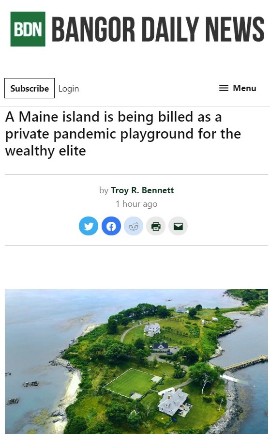 Bangor Daily News, A Maine private island, Tory R. Bennett